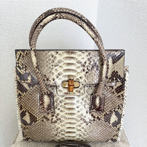 None Handbags - SNAKE SKIN- PHYTON ITALIAN HANDBAG NEW